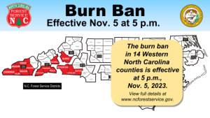 Burn Ban Issued for 14 Counties in Western North Carolina