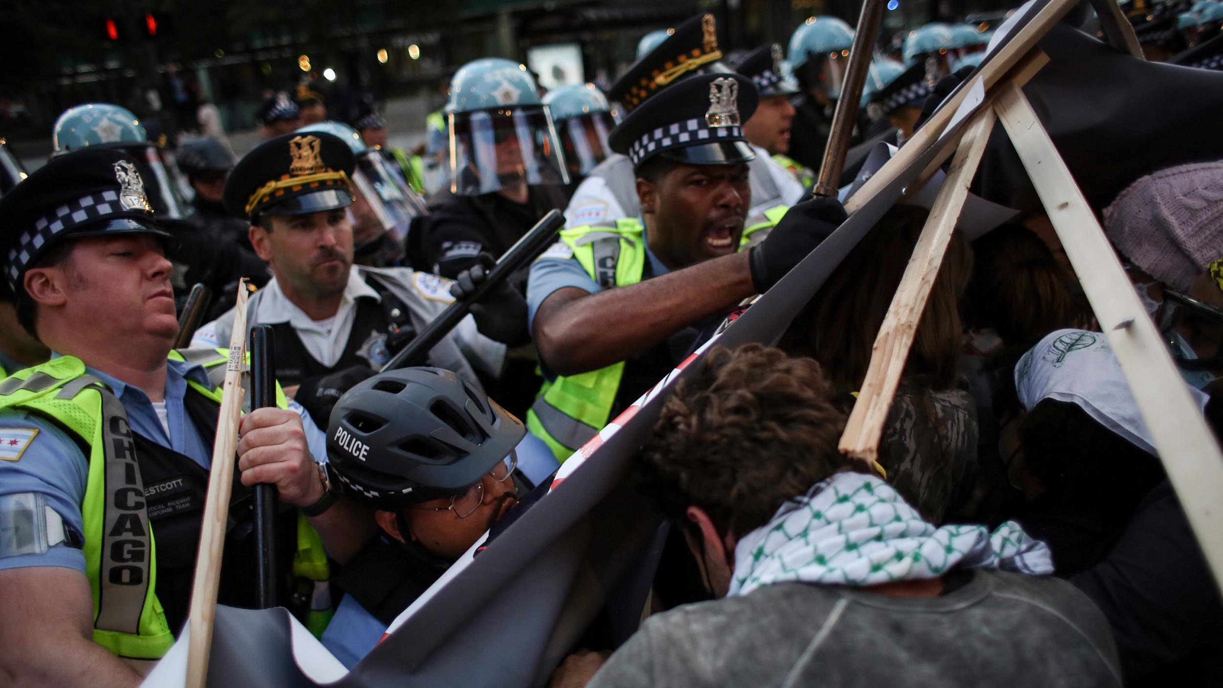 At least 55 arrested after clashes with police outside Israeli Consulate in Chicago during DNC