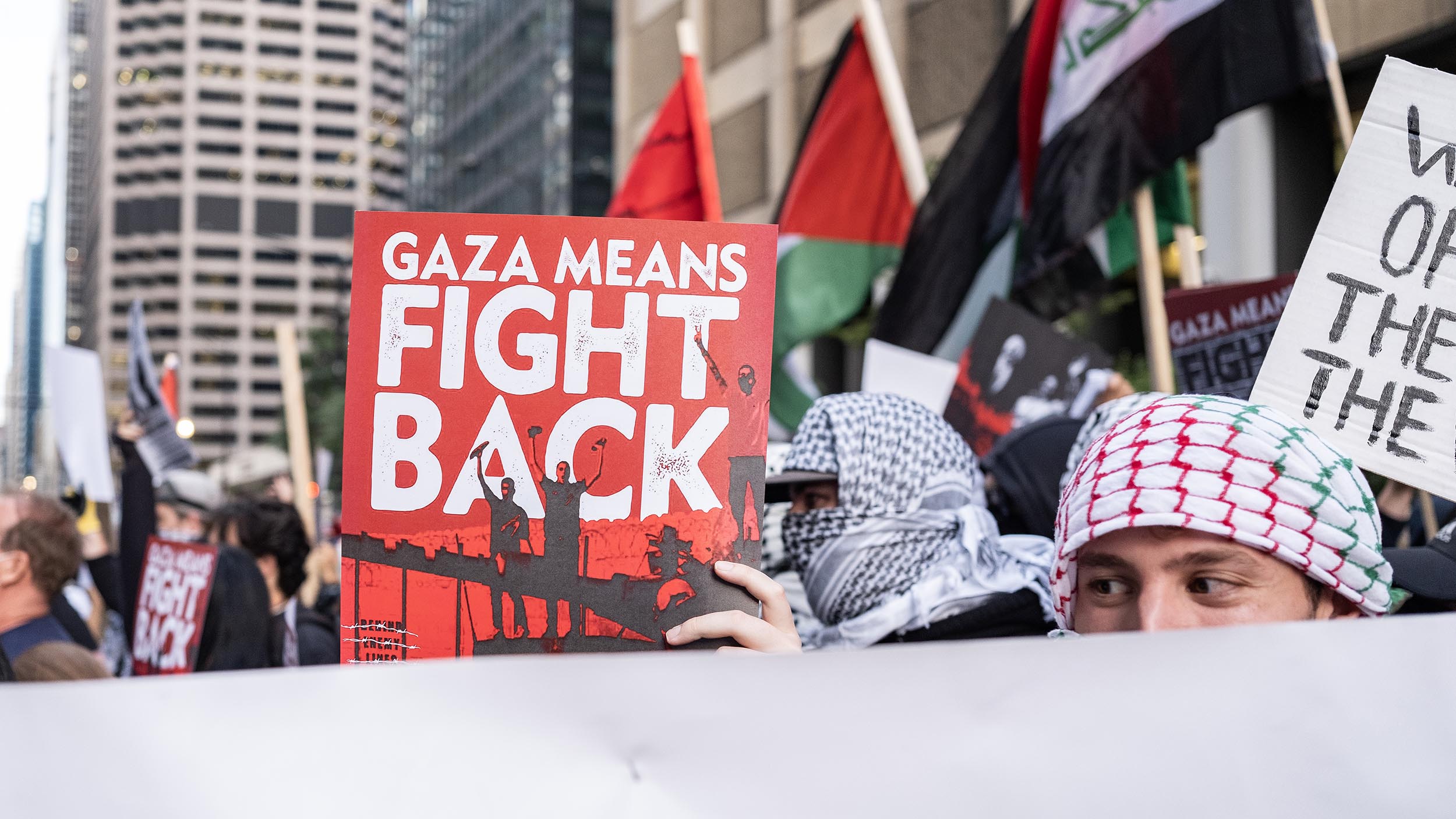 Crowds of pro-Palestinian protesters rally and march outside Democratic convention’s 3rd night