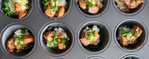 Baked Salmon Sushi Cups