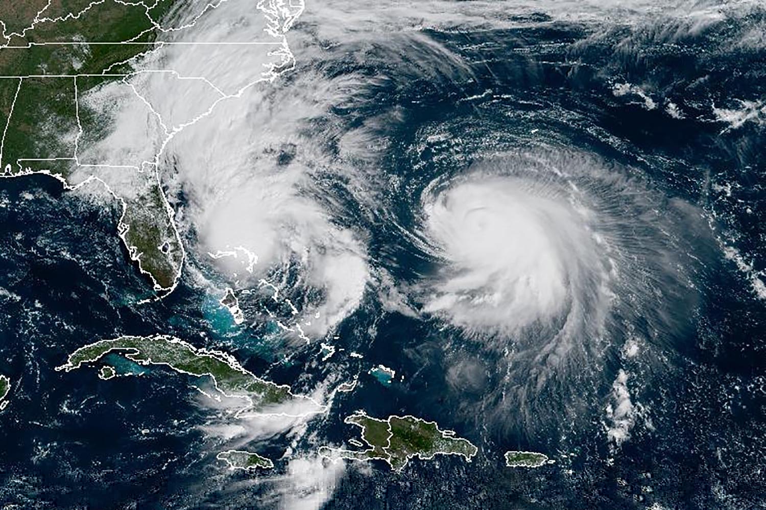 Hurricane Humberto and Tropical Storm Imelda threaten the Bahamas and Bermuda