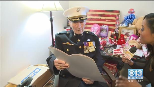 Oldest Living Marine Celebrates His 105th Birthday [VIDEO]