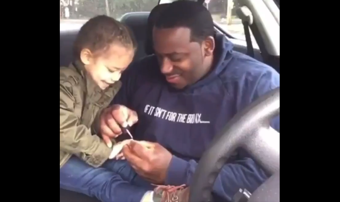 Watch This Tender Moment of a Dad Painting His Daughters Finger Nails Before Going to the Park [VIDEO]