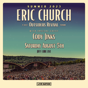 Eric Church: The Outsiders Revival Tour: Sat • Aug 05 • 7:30 PM Jiffy Lube Live, Bristow, VA