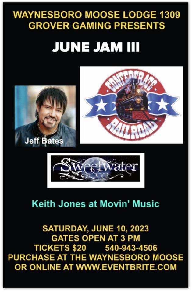 June Jam III w/ Confederate Railroad, Jeff Bates and Sweetwater.- Saturday, June 10 · 5 – 9pm