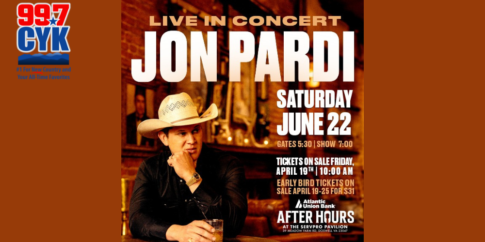 Jon Pardi- Saturday, June 22, 2024 ∣ Gates 5:30 PM / Show 7:00 PM at Atlantic Union Bank After Hours ∣ SERVPRO Pavilion ∣ Doswell, VA