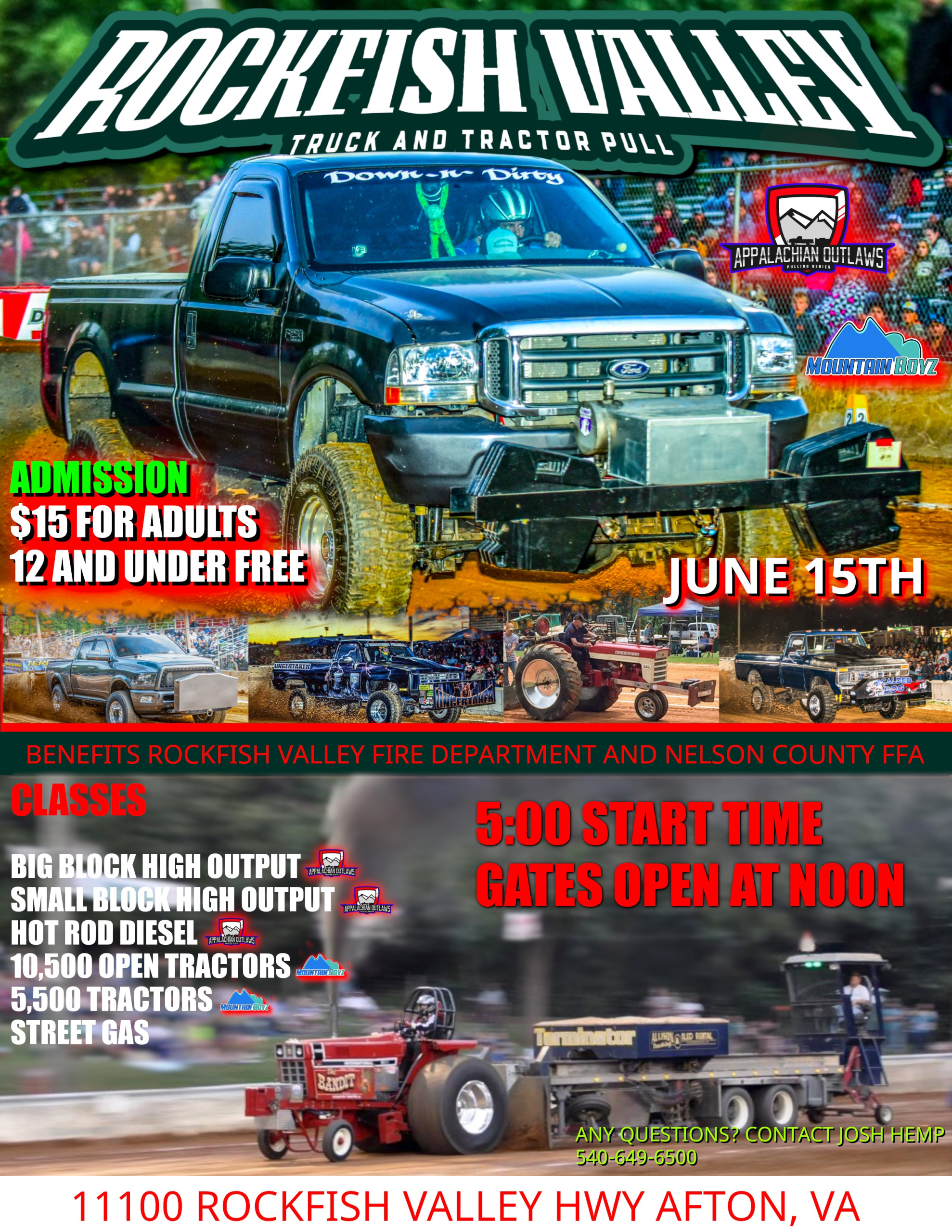 ROCKFISH VALLEY TRUCK AND TRACTOR PULL SATURDAY JUNE 15TH AT THE ROCKFISH VALLEY FIRE DEPARTMENT IN AFTON