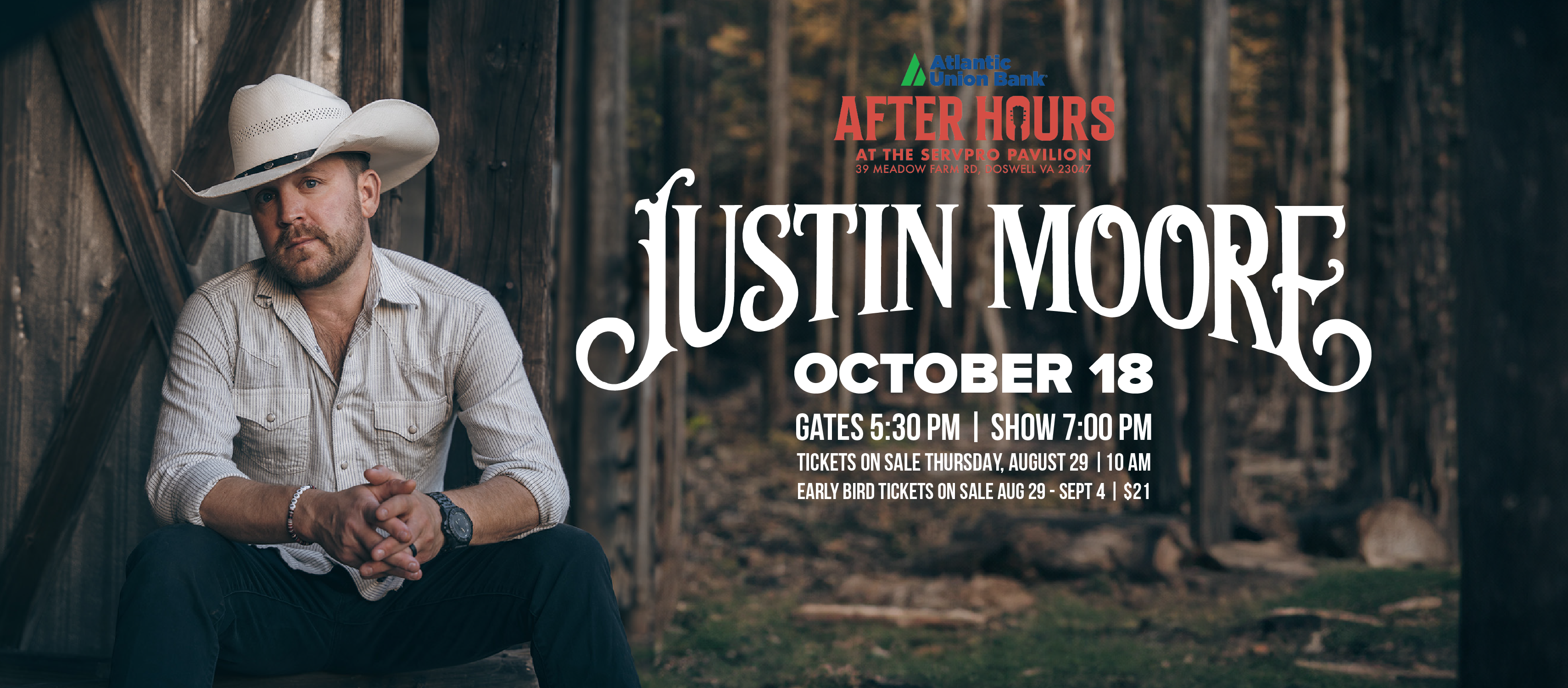 Justin Moore | Oct. 18th, 7pm | Atlantic Union Bank After Hours