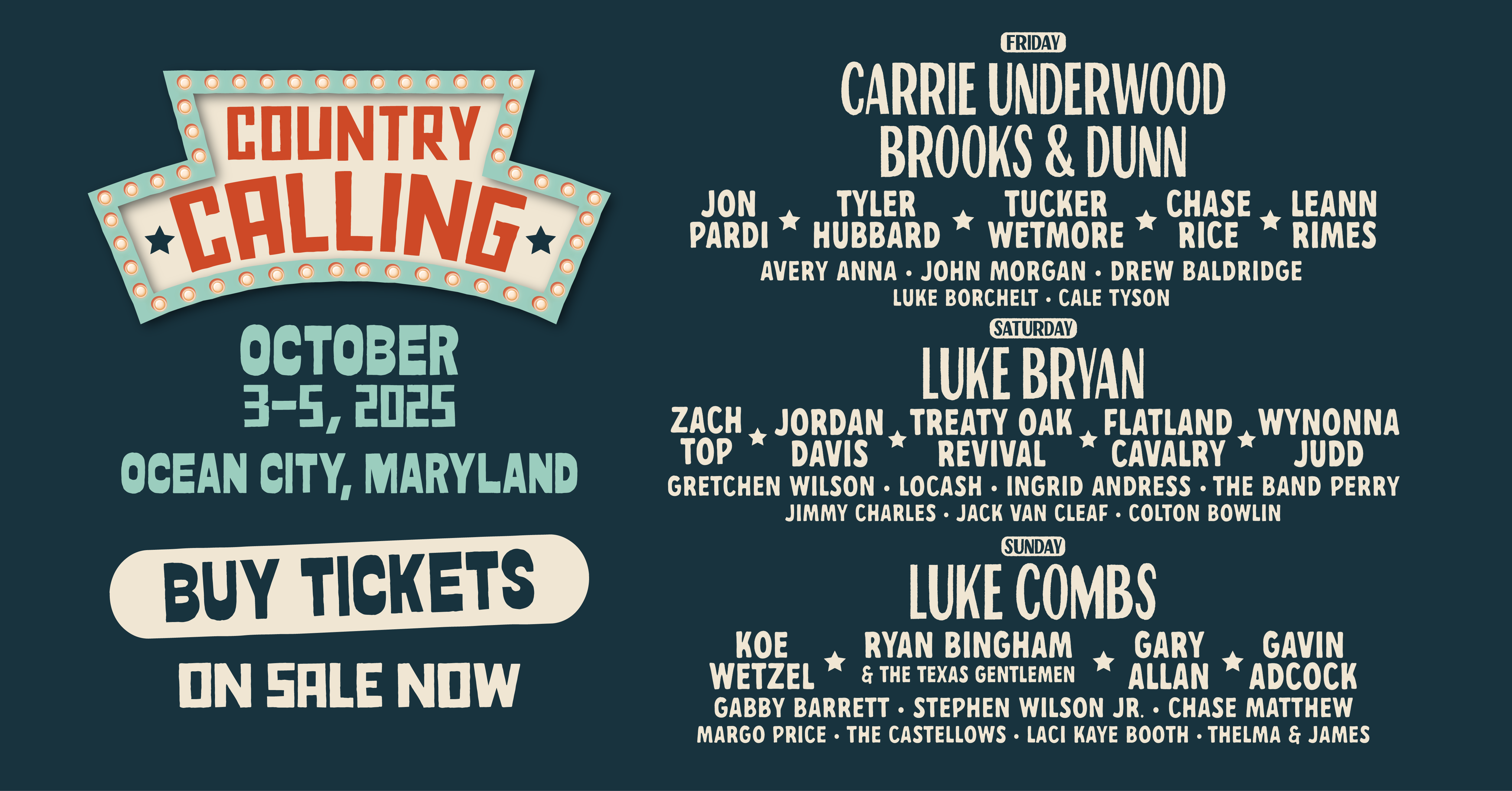 COUNTRY CALLING in Ocean City, Maryland on October 3rd-5th!