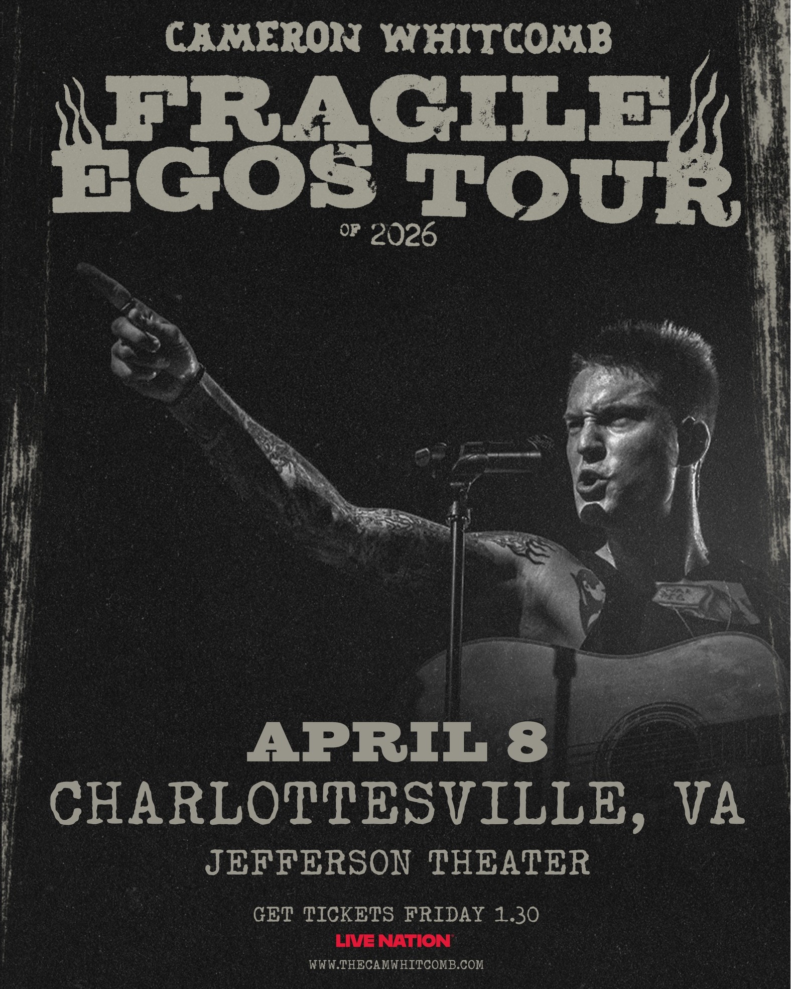 Cameron Whitcomb – Fragile Egos Tour- at The Jefferson Theater- Wed, Apr 8, 2026