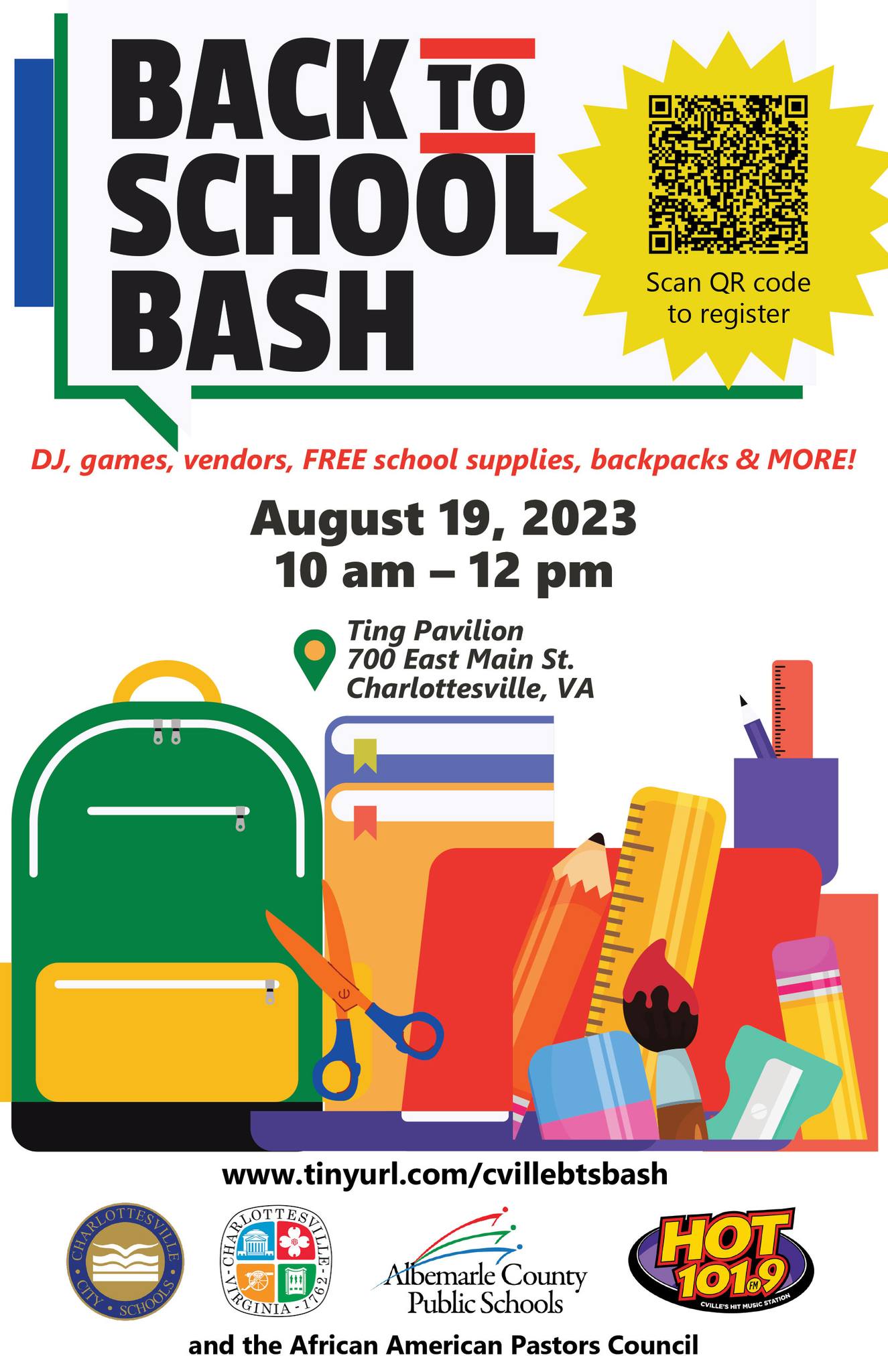 Back to School Bash: August 19th at 10AM