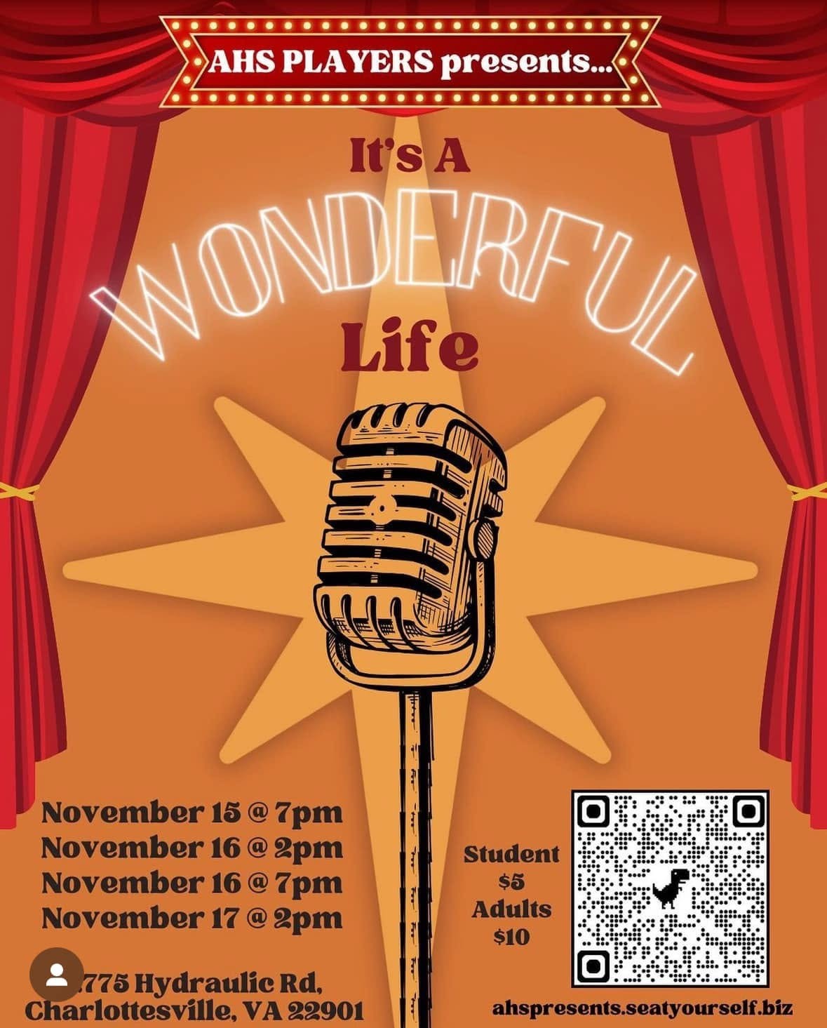 AHS Presents: It’s A Wonderful Life! | Nov. 15th-17th | Albemarle High School