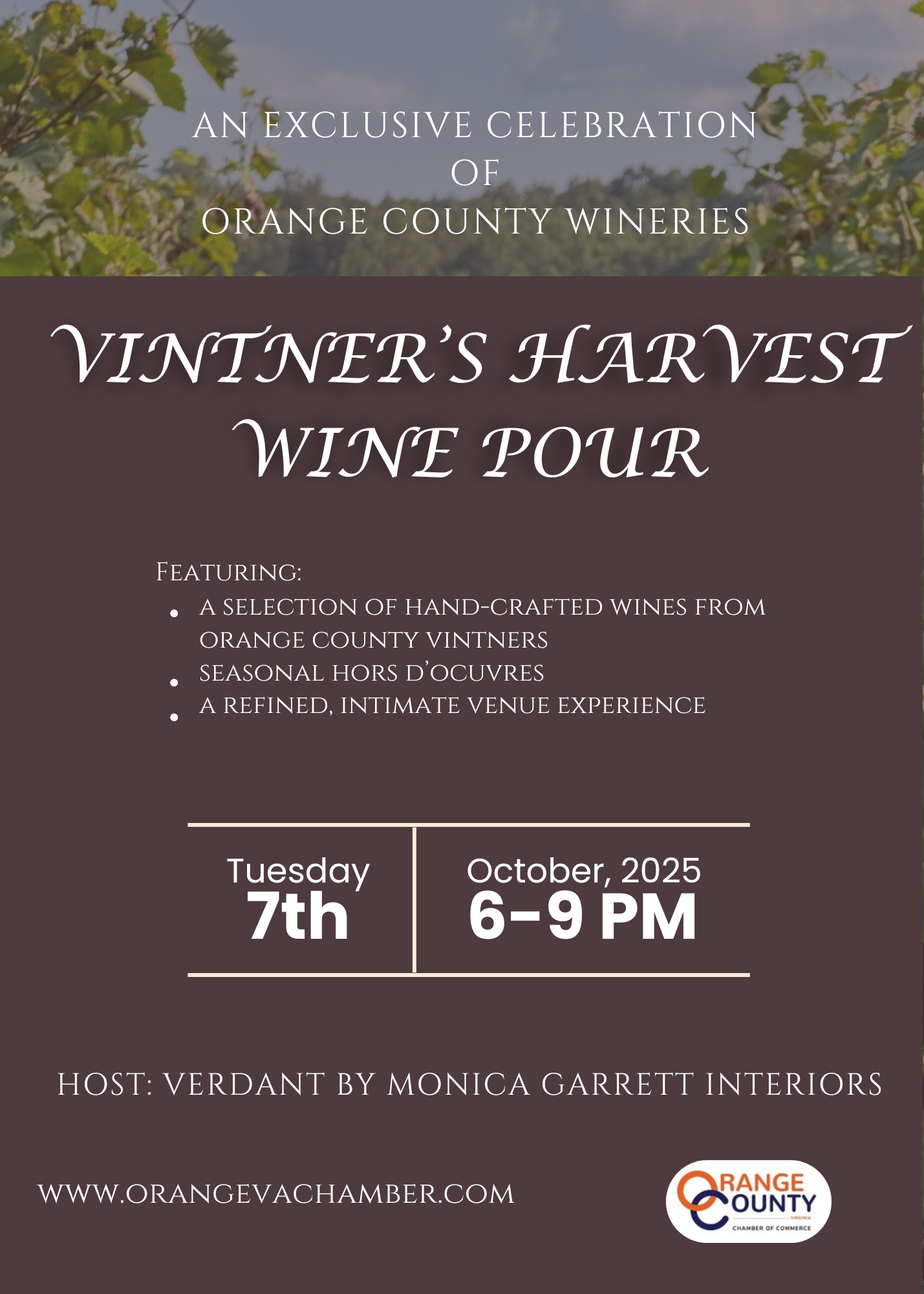 Orange County Chamber of Commerce’s Vintner’s Harvest Wine Pour- Tue, Oct 07 |