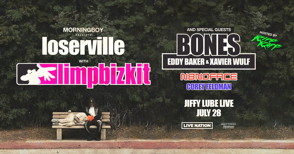 LOSERVILLE 2024: Limp Bizkit, BONES, N8NOFACE, Corey Feldman, Riff Raff. Sun • Jul 28 • 6:30 PMJiffy Lube Live, Bristow, VA