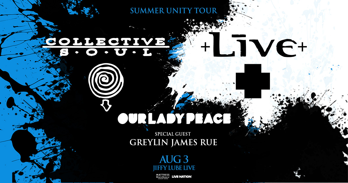 Collective Soul & +LIVE+ – Summer Unity Tour- Sun • Aug 03, 2025 • 6:00 PM at Jiffy Lube Live, Bristow, VA.