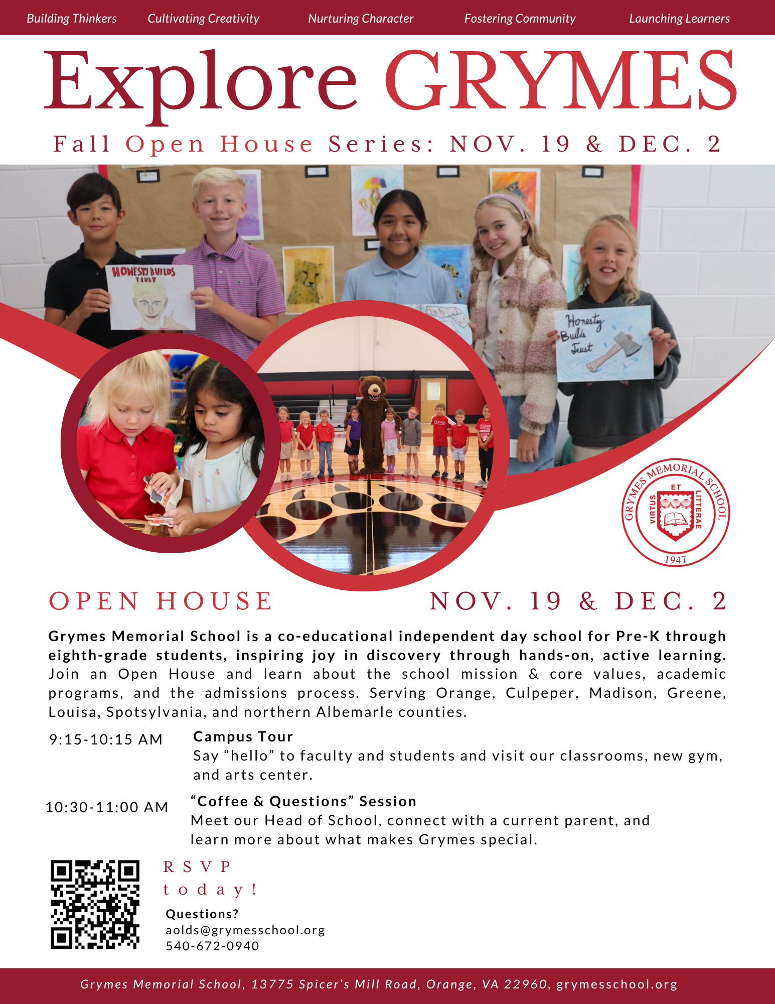 Grymes Memorial School Open House, Dec 2.