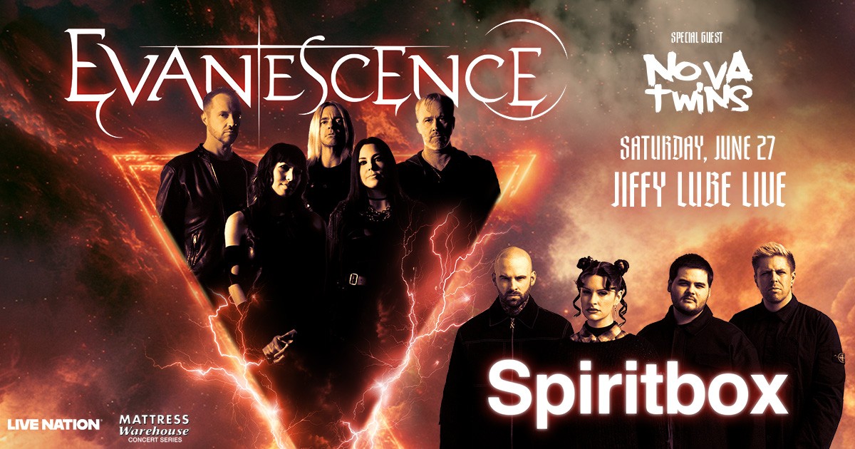 Evanescence 2026 World Tour With Spiritbox and Nova Twins is coming to Jiffy Lube Live on Saturday, June 27!