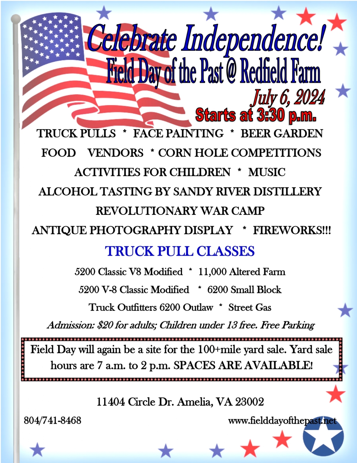 Celebrate Independence! Field Day of the Past at Redfield Farm- July 6, 2024 starts at 3:30 p.m.
