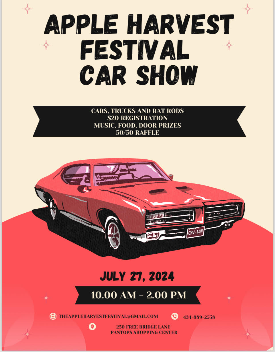 Apple Harvest Car Show: Saturday, July 27th,10 a.m.–2 p.m.