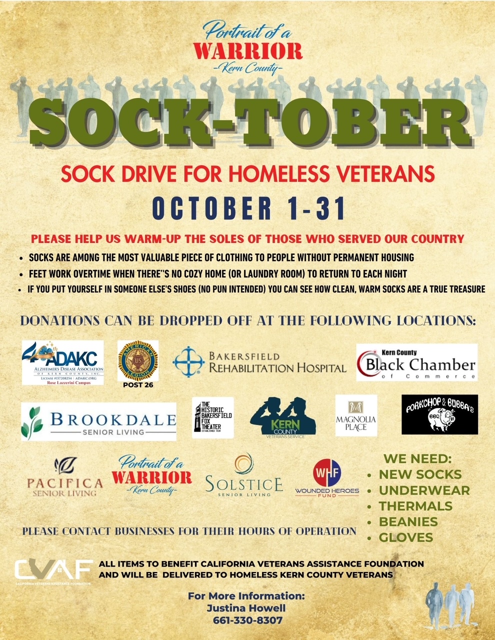 CVAF & Portrait of A Warrior Teaming Up For 4th Annual Socktober Clothes Drive