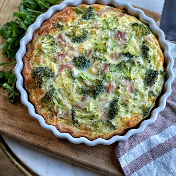 Ham and Broccoli Quiche with Pizza Crust