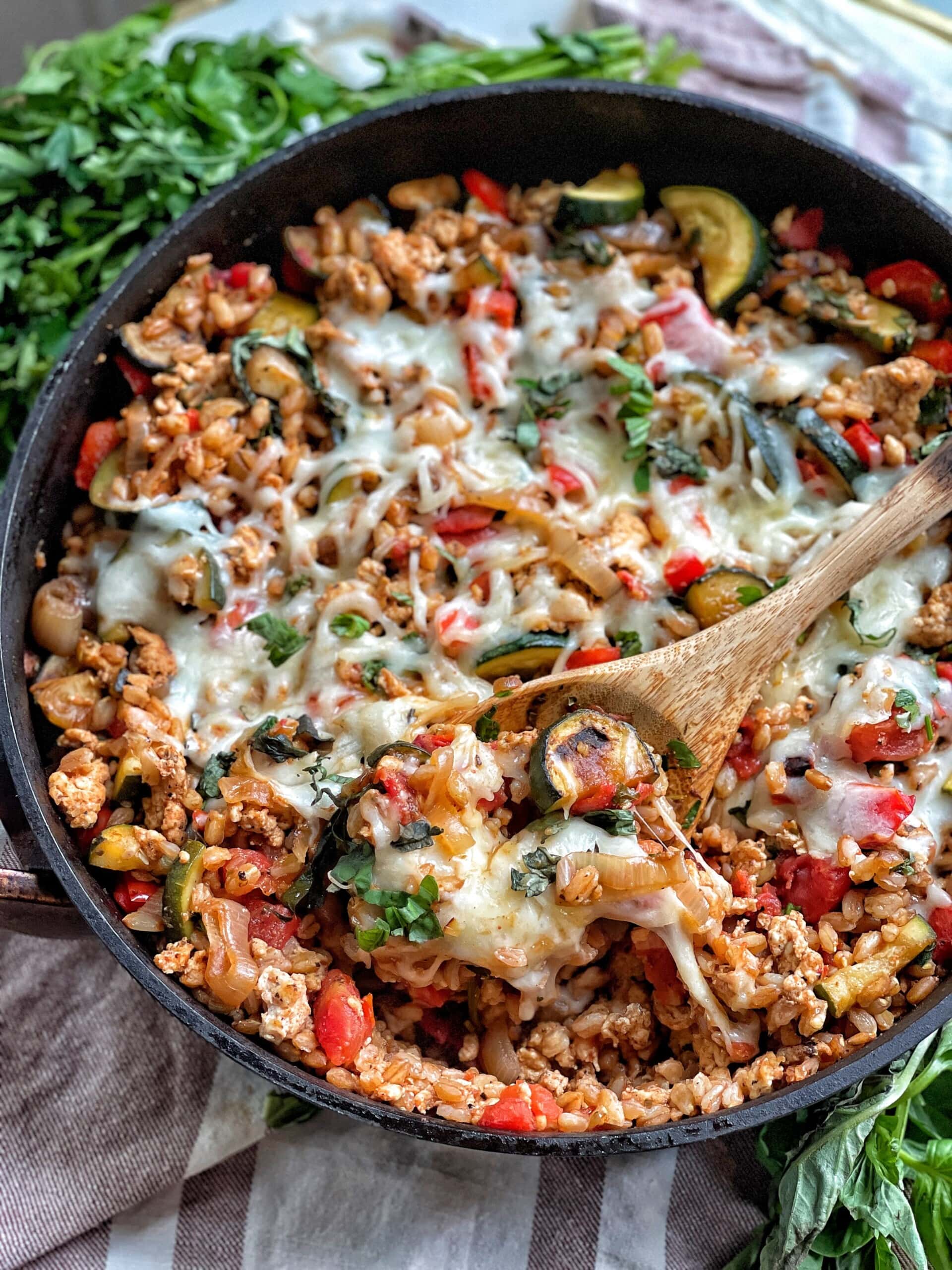 Italian Chicken Farro & Vegetable Skillet