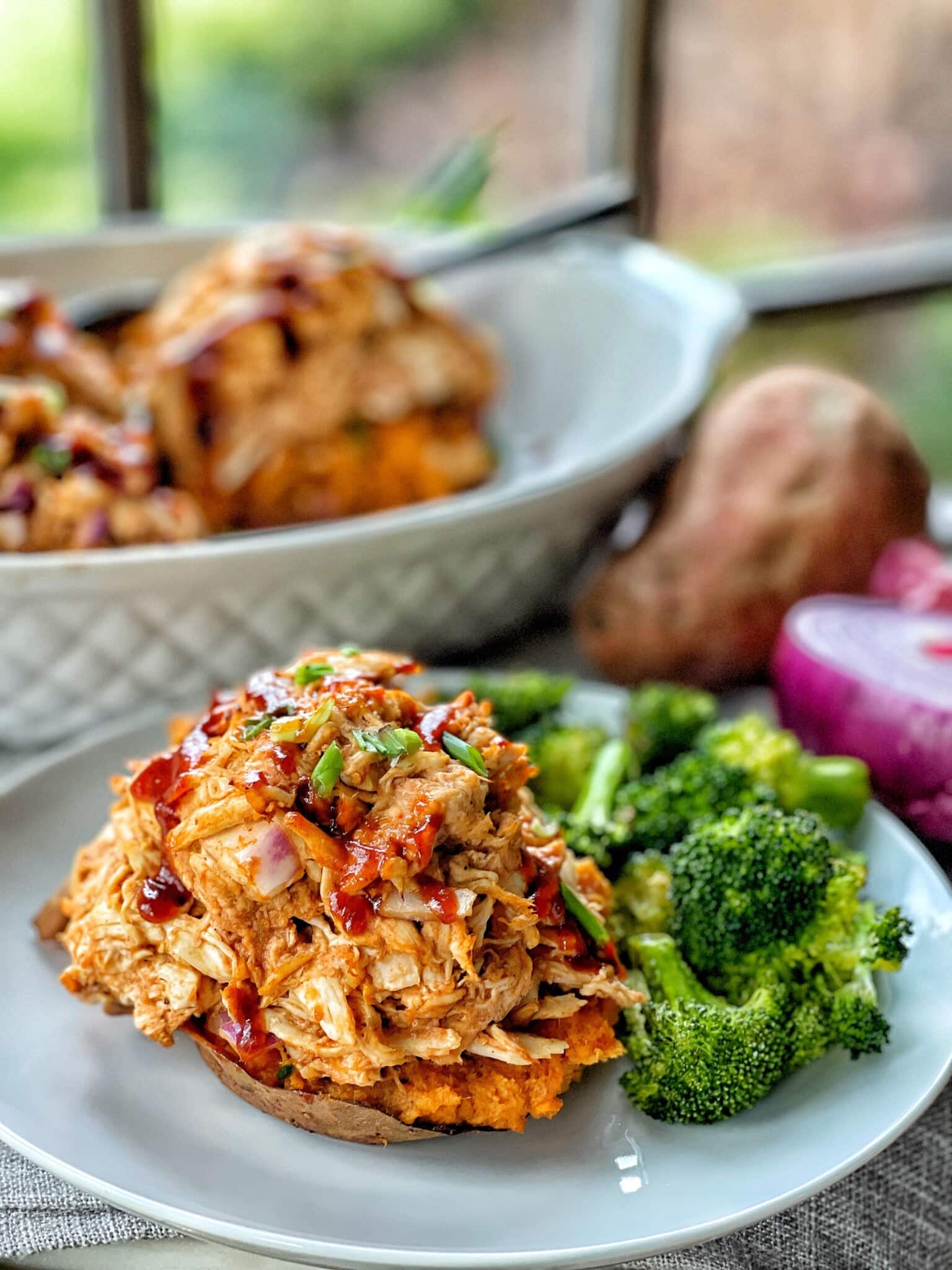 BBQ Chicken Stuffed Sweet Potatoes