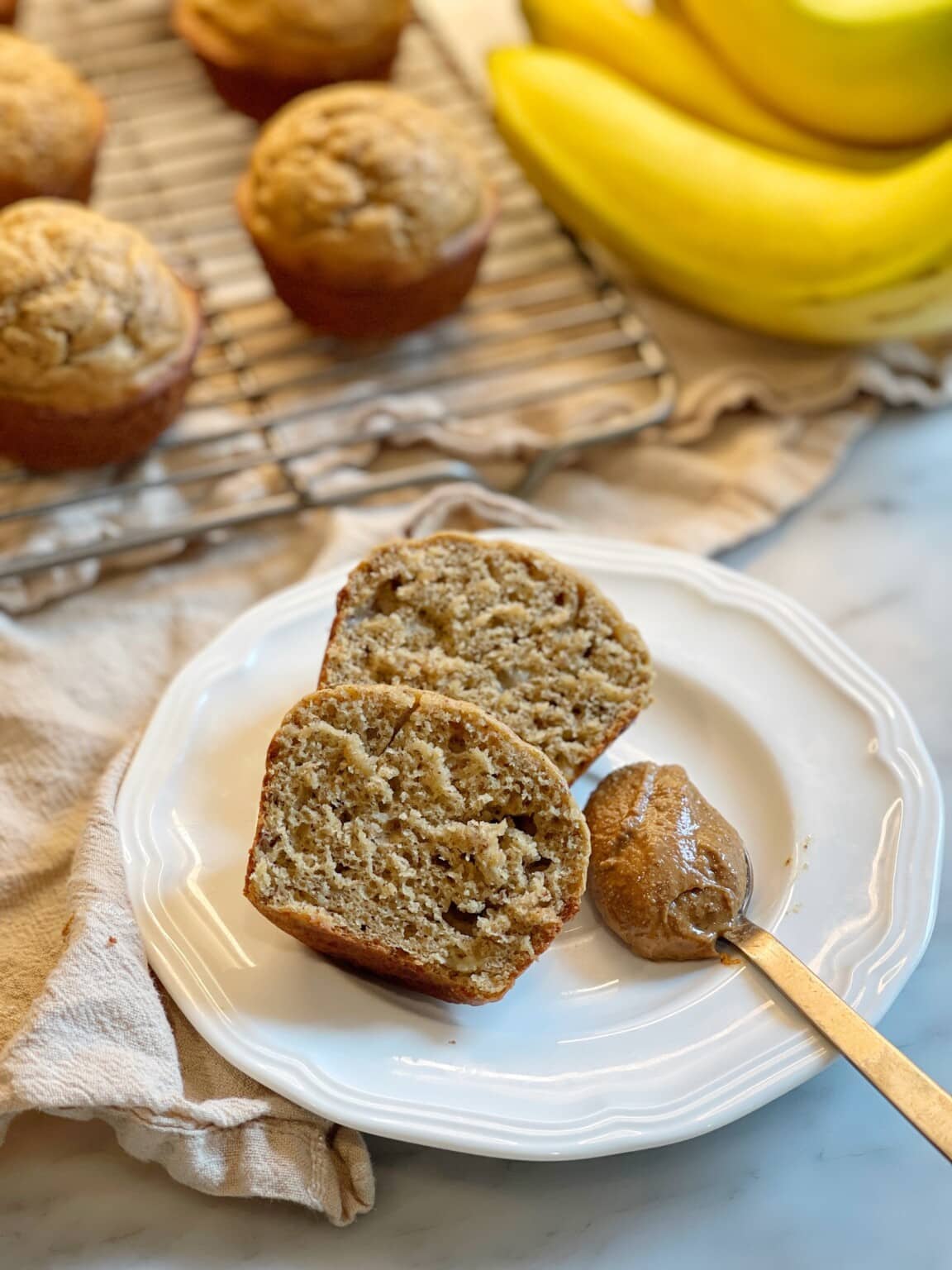 Healthy Banana Almond Butter Muffins