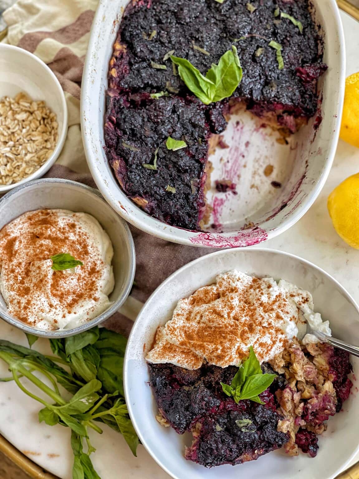 Blackberry Basil Baked Oatmeal