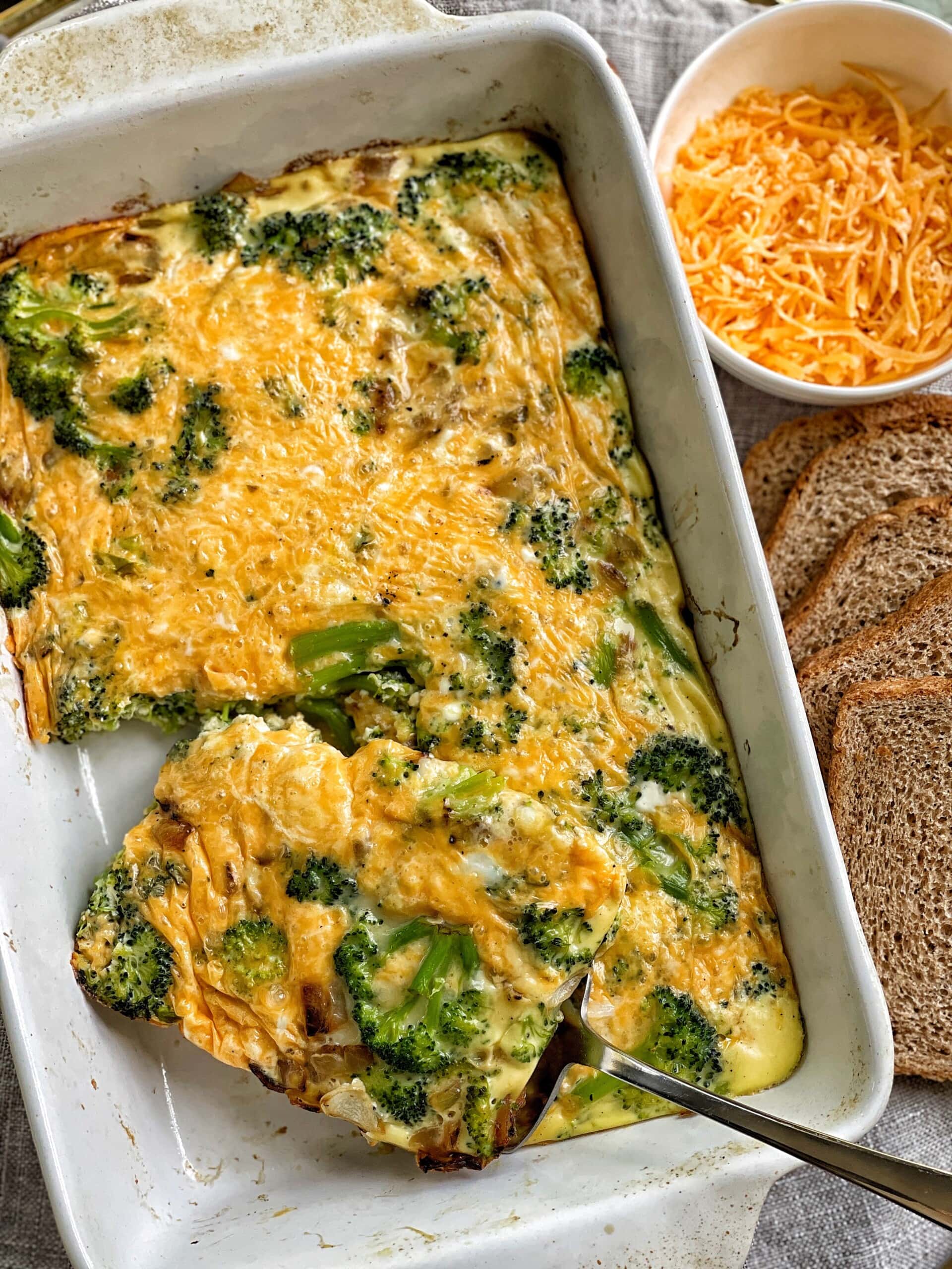 Lighter Broccoli Cheddar Egg Bake