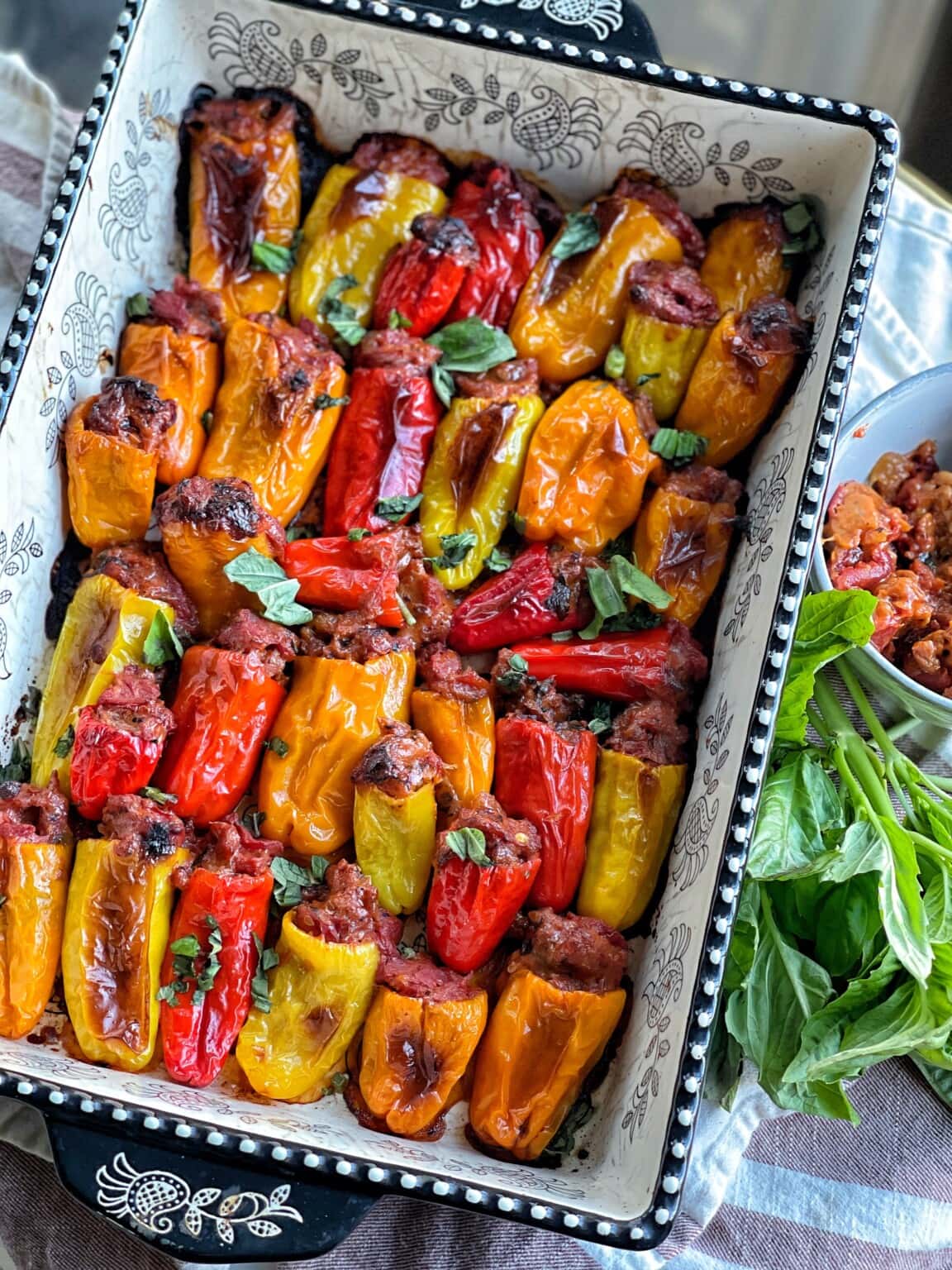 Chicken Sausage & Cheese Stuffed Mini Peppers