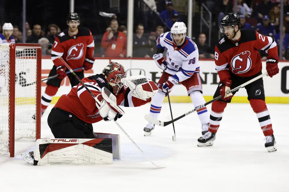 Devils blank Rangers in Game 7, face Canes in second round