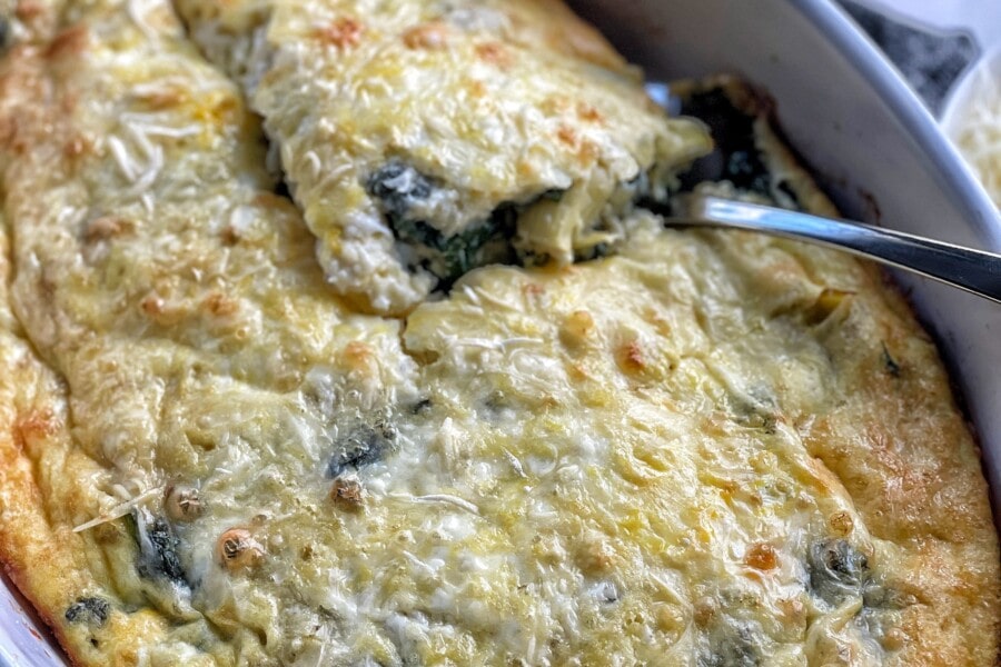 Lightened Up Spinach & Artichoke Egg Bake