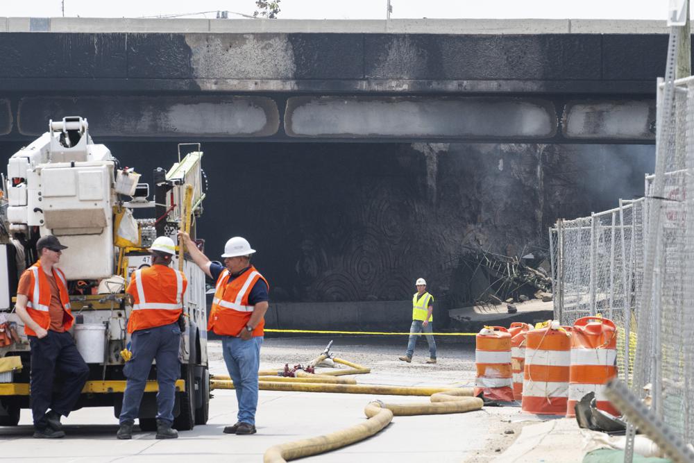 Elevated section of heavily traveled I-95 collapses in Philadelphia