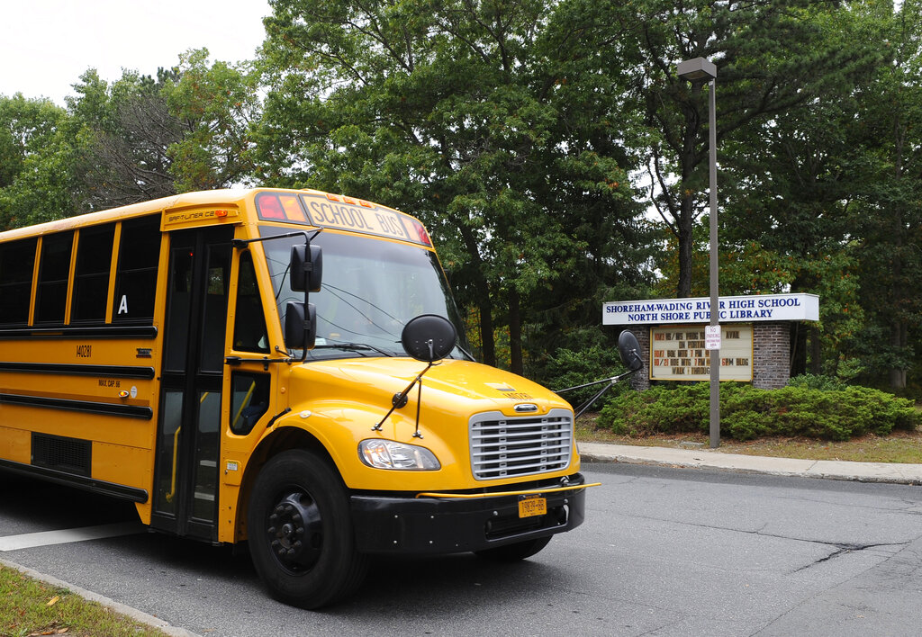 School bus slides off road 7 students taken to hospital