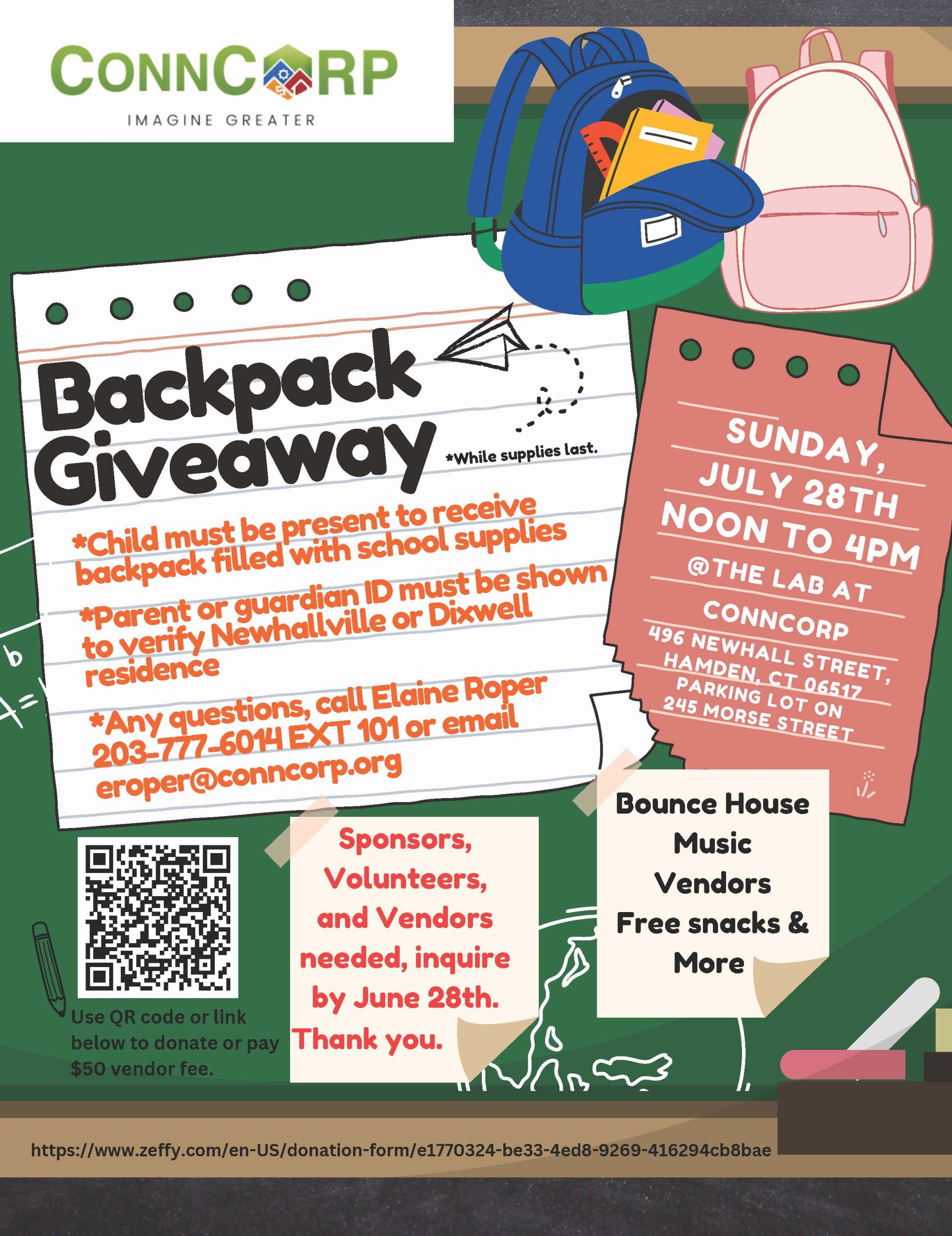 CONNCORP PRESENTS:  BACKPACK GIVEAWAY