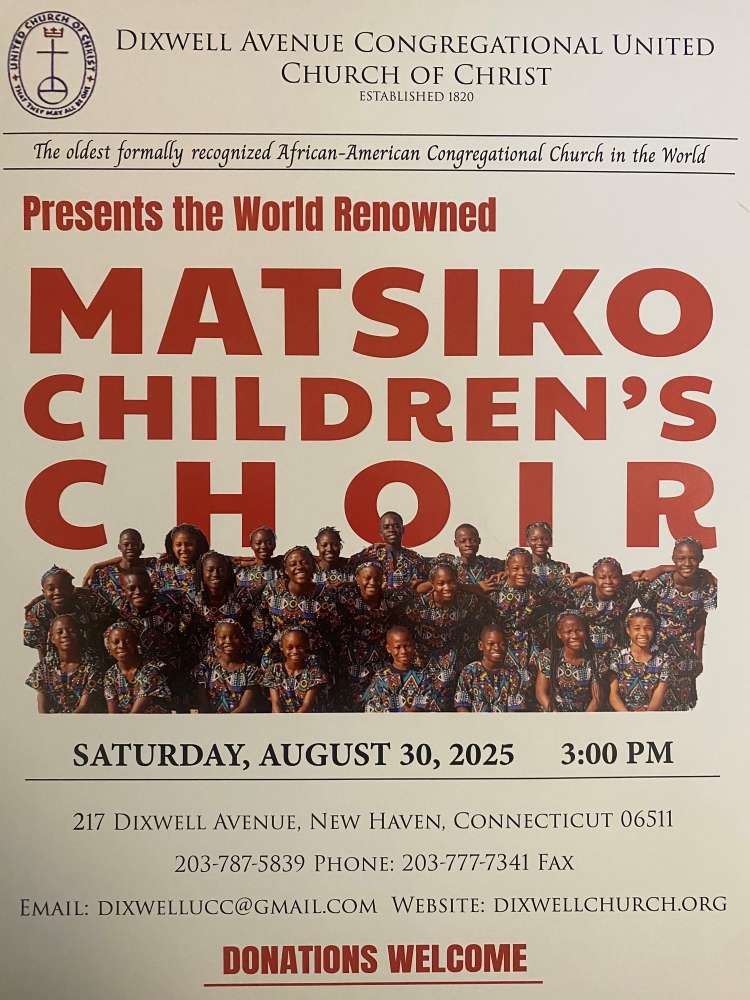 DIXWELL AVENUE CONGREGATIONAL UNITED CHURCH OF CHRIST PRESENTS:  THE WORLD-RENOWNED MATSIKO CHILDREN’S CHOIR