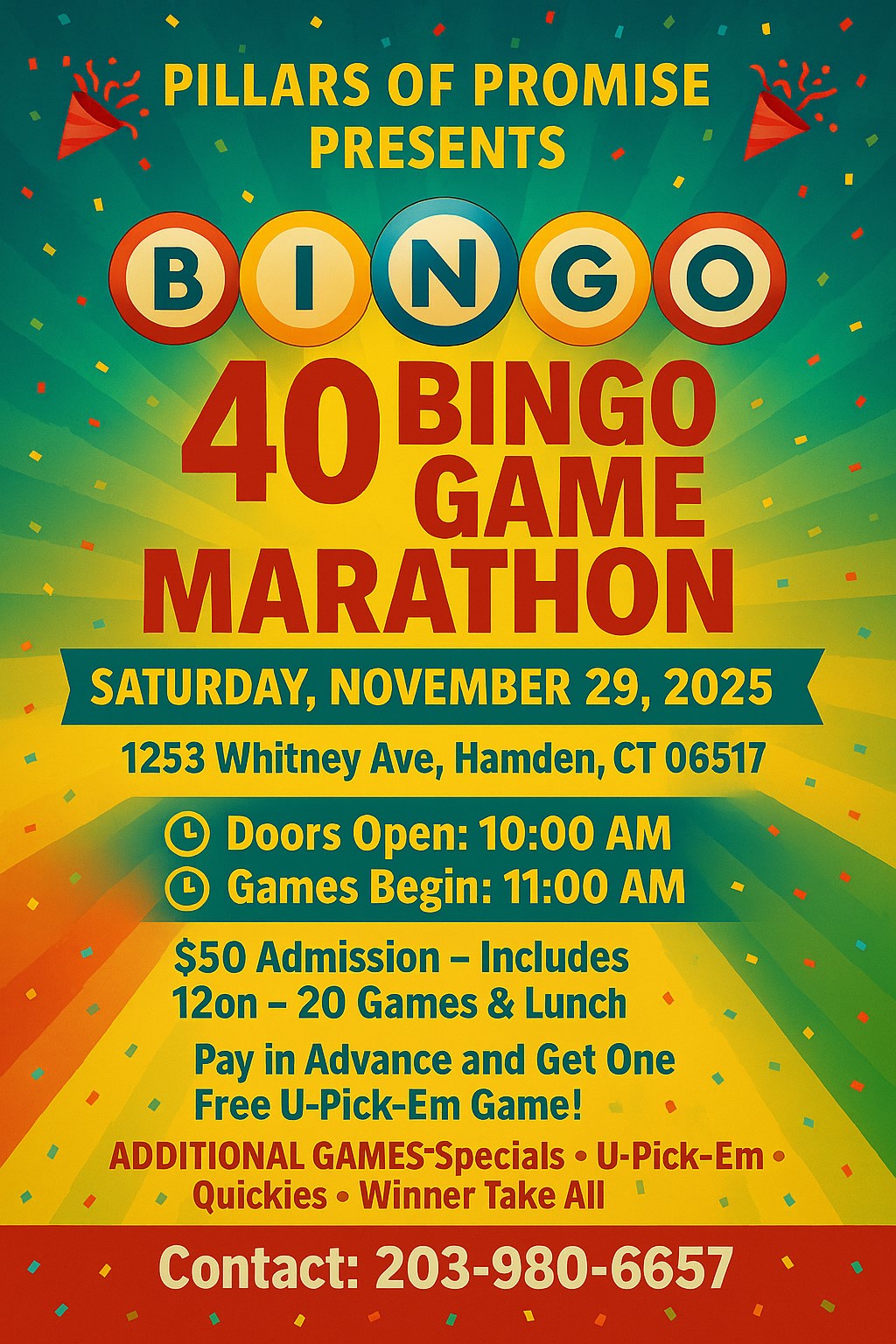 PILLARS OF PROMISE PRESENTS:  40 BINGO MARATHON
