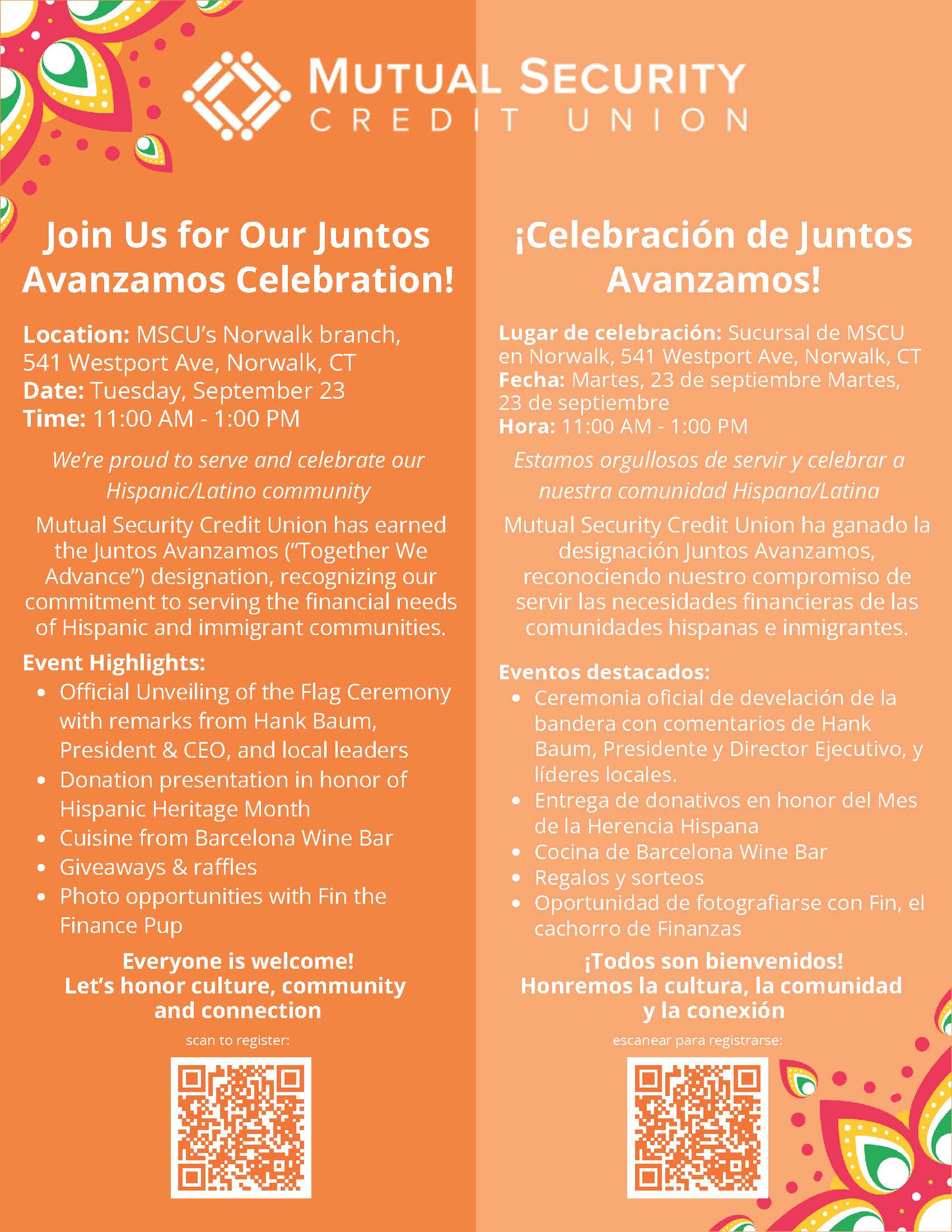 Mutual Security Credit Union Juntos Avanzamos Celebration