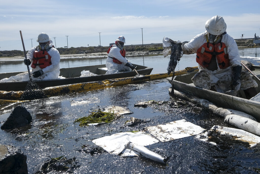 Crews race to clean up California oil spill