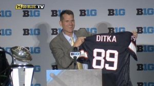 Jim Harbaugh takes the stage for first Big Ten Media Day as Michigan coach