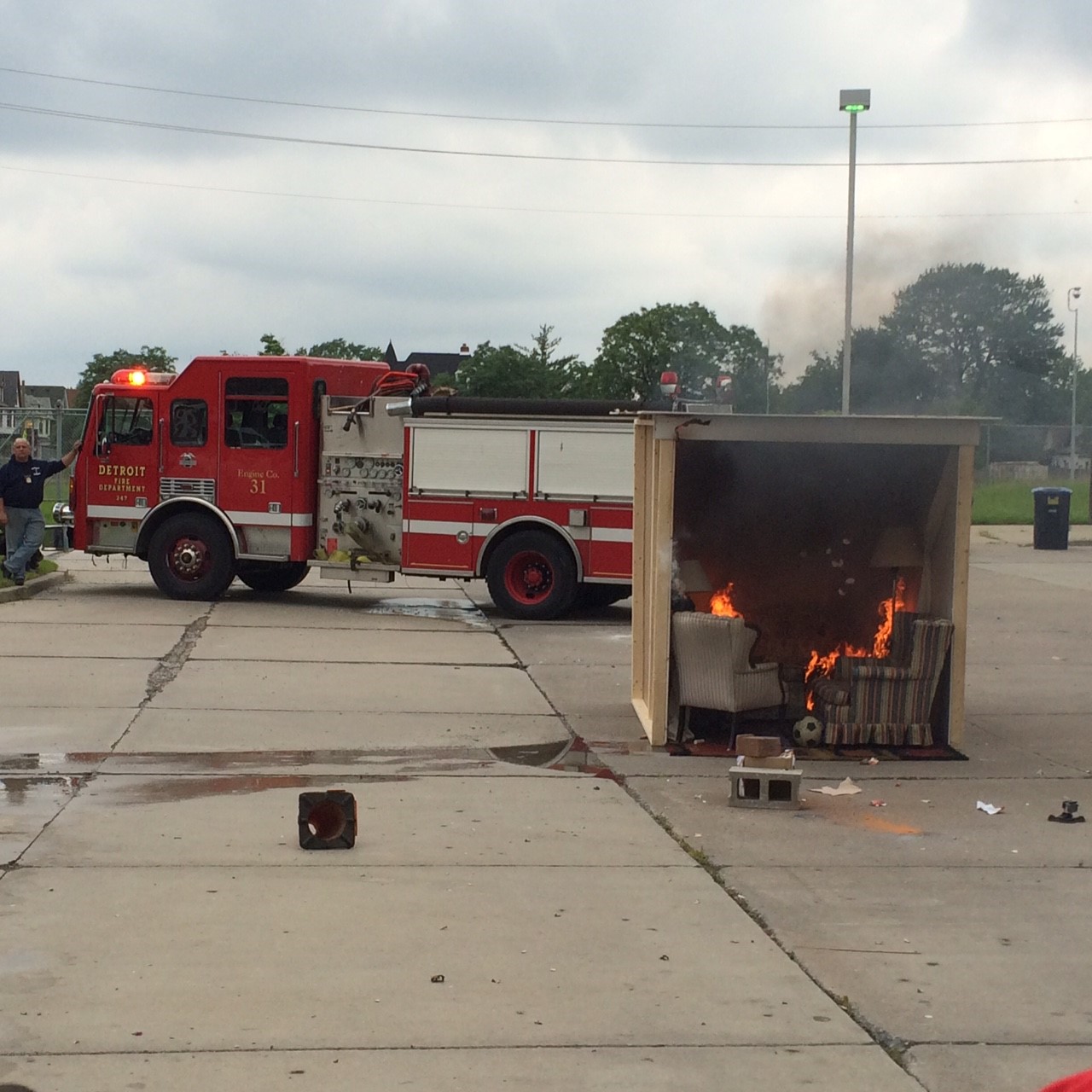 Detroit fire officials demonstrate some of the dangers of fireworks