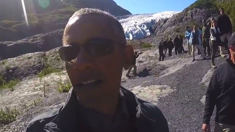 Obama takes selfie with glacier