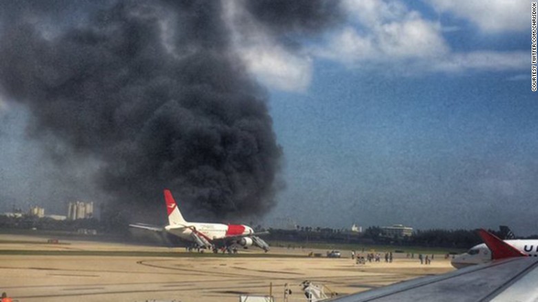 Plane catches fire on Florida tarmac