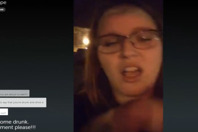 Woman livestreams herself driving drunk on Periscope