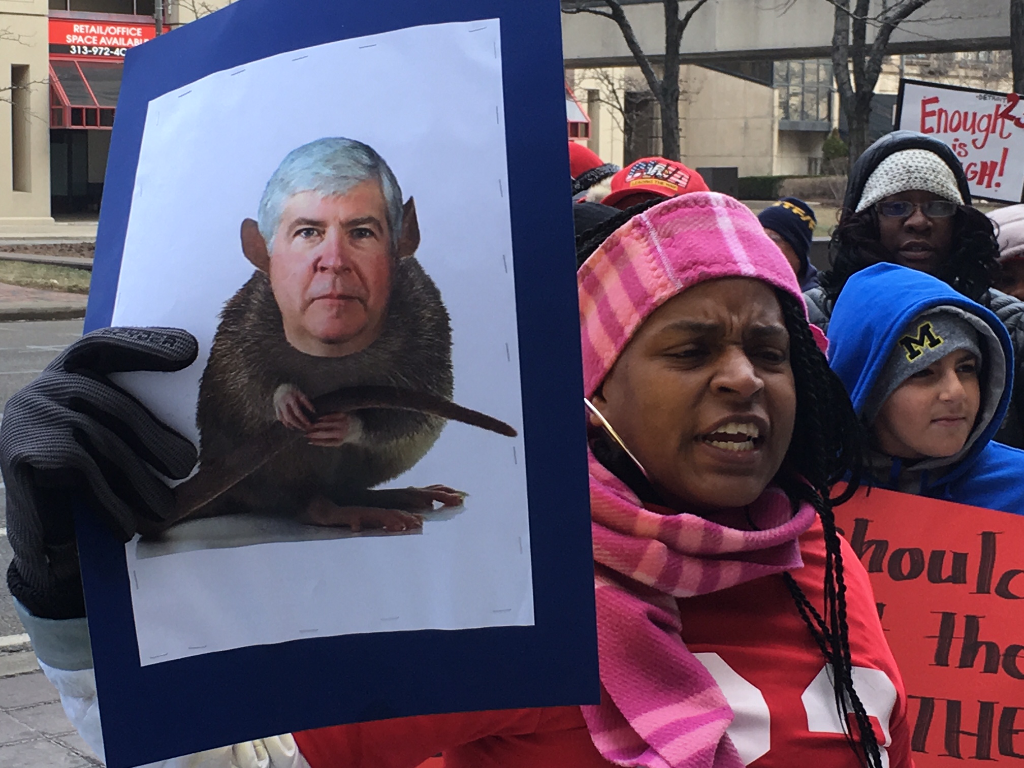 Detroit Teachers protest outside hearing