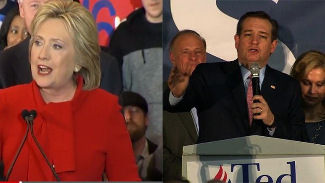 Iowa caucuses: Ted Cruz wins; Hillary Clinton declares victory