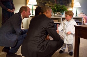 Prince George stays up past his bedtime to meet the Obamas