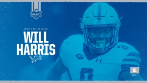 Lions trade up in third round and select Boston College S Will Harris