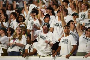 Members of the MSU student section cheer their Spartans on Friday, Sept. 2, 2022, during the season opener against Western Michigan at Spartan Stadium in East Lansing. Matthew Dae Smith/Lansing State Journal